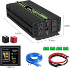 Novopal 1500W Pure Sine Wave Inverter, 12V DC to 110V/120V AC Car Power Converter, DC-AC Power Inverter with 4 Outlets, High-Power Interface，16ft Remote Control, LCD Display