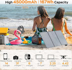 MARBERO Solar Generator 167Wh Camping Portable Power Station 200W Peak with Foldable Solar Panels 30W with AC Outlet 110V Multi-Port LED Flashlights for CPAP Home Camping Hurricane Emergency