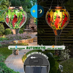 Hot Air Balloon Solar Lantern - Large Cardinal Bird Glass Lantern, Simulated Flickering & Dancing Flame, Big Outdoor Hanging Yard Light Waterproof IP65 for Patio Lawn Porch Decor Gift