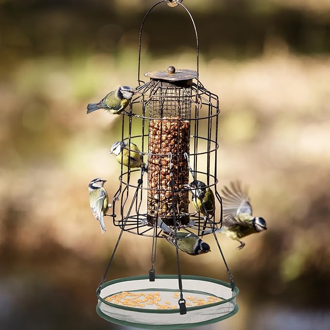 Universal Wild Bird Seed Catcher Hanging Hoop Platform Bird Seed Catcher Tray for Hummingbird Feeders Bee Feeder Outdoor Garden Accessories(1 Pieces,16 Inch)