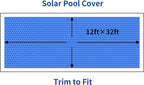 BigXwell Solar Pool Cover, Blue 16-mil 12 x 32 Foot Rectangle Pool Heaters for Above-Ground and In-Ground Pools, 1600 Series Heavy-Duty Insulating Pool Heater Cove for Swimmer