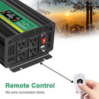 JIGUUN Pure sine Wave Inverter 1500W, 12V to 110V Power Inverter Converter with 4 AC sockets, USB Output and LED Display for RV Camping Emergency Household appliances (PRO1500WLCD)