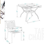 Sophia & William Patio Table and Chairs Set, Outdoor Dining Set for 4, 5 Piece Metal Patio Furniture, 37" Black Square Table(Geometry)