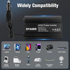 400W Power Inverter 12V DC to 110V AC, Car Charger Plug in Adapter Outlet with PD 65W USB-C&QC 18W Port, Portable Power Converters for Laptop Vehicles Camping Road Trip Essentials Adults-Black