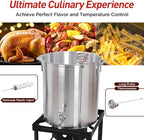 Red Mountain Valley 36Qt Turkey Fryer with Propane Burners, Aluminum Turkey Fryer Pot Basket, Propane Deep Fryer for Outdoor Cooking, Seafood Boil with Spigot,Timer, Marinade Injector, Turkey Rack