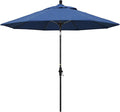 California Umbrella 9' Round Aluminum Pole Fiberglass Rib Market Umbrella, Crank Lift, Collar Tilt, Black Pole, Sunbrella Spectrum Mist