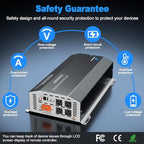4000 Watt Pure Sine Wave Inverter 12v DC to 110v 120v AC Converter,8000W Peak Power Inverter with 4 AC Outlets,USB Port,Type-C,Remote Control LCD Display for Truck, RV, Vehicles, Solar Off-Grid