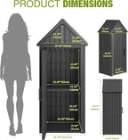 Outdoor Storage Shed – Durable Resin with Sloping Roof and Lockable Door, Waterproof Storage Cabinet with Ample Space, Multiple Hooks for Backyard, Garden, Patio & Lawn Black