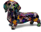 FUNSXBUG Colorful Dachshund Dog Statue Art Figurines Sculpture Collectibles Home Office Desktop Decor Outdoor Garden Display Decoration (Dachshund Dog 4)