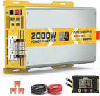 XWJNE 2000W Pure Sine Wave Power Inverter 12V DC to 120V GFCI AC Converter with LCD Display and Remote for Home, RV, Truck, Off-Grid Solar Power