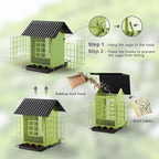 Bird Feeders for Outdoors Hanging, Metal Bird Feeder with Double Suet Cage Cake, Large Capacity, Birdfeeders Sturdy & Weatherproof, Easy to Clean & Refill, Great for Attracting Wild Birds