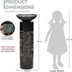 31.5" H Metal Cutout Geometric Patterns Outdoor Water Fountain with LED Lights, 2-Tier Modern Pedestal Waterfall Fountains, Ideal for Garden, Yard, Patio Décor