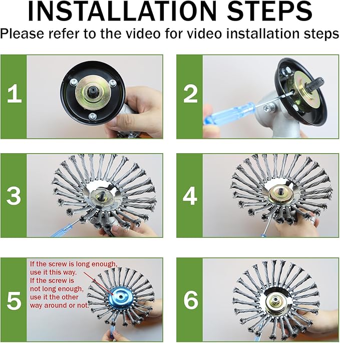 Steel Wire Grass Trimmer Head, Upgrade Bold 2.3 Times Steel Wire Weed Eater Head, for High-Power Lithium-Ion and Gasoline Weed Cutters, with Adapter, Wire Weed Trimmer Head（High Power 8In 6 Blade）