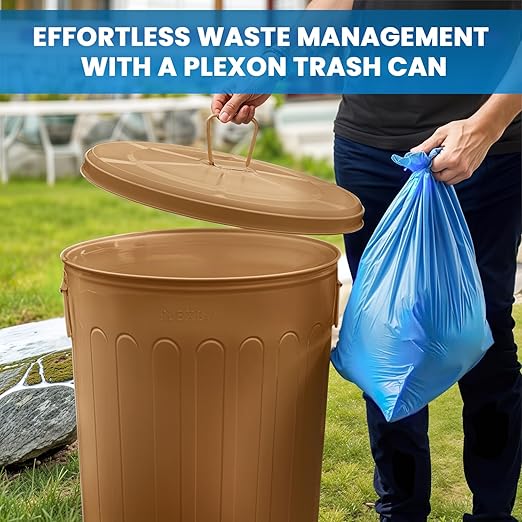 Plexon Large Metal Trash Can with Lid 20 Gallon, Decorative Outdoor Trash Can Heavy Duty Galvanized Metal Bucket with Lid for Garage Workshop Ash Storage Farmhouse, Copper
