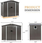 Vongrasig 6x4 FT Outdoor Storage Shed, Metal Garden Shed Clearance with Window and Lockable Door, All-Weather Sloping Roof Tool Shed for Backyard, Patio, Grey