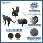 RealSteel - Garden Art Cats 3 Pack 2nd Edition - Cat Sculptures & Statues - Outdoor Yard Decorations for Cat Lovers - Zen Garden Accessories - Feline Kittens to Adorn Your Patio (Penny Vein)