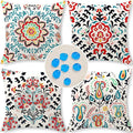 Cirzone Outdoor Pillow Covers 18x18 Set of 4 Morden Geometric Flower Patterns Waterproof Throw Outdoor Pillows Boho Decorations for Funiture Patio Garden Home