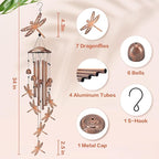 Dragonfly Wind Chimes Outdoor Dragonfly Gifts for Women/Men/Mom/Grandma/Wife Birthday Gifts Memorial Gift Metal WindChimes for Outside/Indoors, Home, Lawn, Porch, Patio, Garden Decor, Yard Decorations
