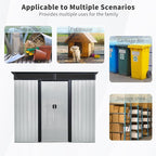 8x6 FT Outdoor Storage Shed,Metal Shed with Floor & Transparent Plate,Garden Shed W/Air Vent & Lockable Sliding Door,All Weather Waterproof Tool House W/Sloped Roof,Black+White