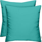 RSH DECOR: Sunbrella Square Throw Pillows Set of 2 | 24" x 24" | Water and Fade-Resistant Performance Fabric | Outdoor Pillow Covers with Down-Alternative Inserts | Canvas Aruba