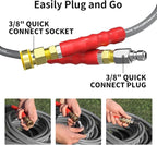 Pressure Washer Hose 100ft 4200PSI with 3/8 Quick Connect, 1/4 Commercial Grade Steel Wire Braided Kink Resistant Power Washer Extension Hose, Flexible Replacement Hose Adapter Set