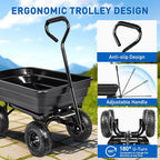 Yesker Garden Carts - 600lbs Dump Wagon with All Terrain Inflatable Wheels for Yard Lawn Farms Gardening - Heavy Duty Utility Outdoor Hauling Wheelbarrow