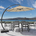7-Piece Patio Dining Set with 11 FT Curvy Cantilever Umbrella, HDPE Tabletop & Aluminum Frame All-Weather Outdoor Furniture for Garden, Backyard, Poolside, Gray