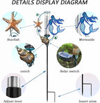 JOYbee Mermaid Solar Powered Rain Gauge Garden Stake,Metal Mermaid Stake with Replacement 7" Capacity Glass Tube, LED Lights Glass Tube (Solar Rain Gauge),Decoration for Yard Lawn Outside
