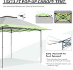 EAGLE PEAK 13x13 Straight Leg Pop Up Canopy Tent Instant Outdoor Canopy Easy Single Person Set up Folding Shelter w/Auto Extending Eaves 169 Square Feet of Shade (Gray)
