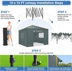 COBIZI Canopy Tent, 10x10 Pop Up Canopy Tent with Sidewalls and Roll-up Ventilated Windows with Mosquito net, Ez Outdoor Commercial Instant Gazebo Tent for Party Waterproof with Carrybag