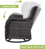 Outdoor Patio Swivel Rocker Chairs - Single Wicker Rattan Patio Swivel Rocking Chair with High Back,Deep Seating and Comfort Cushions for Deck Porch Garden,Brown/Beige