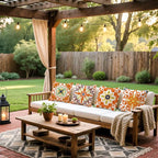 Cirzone Outdoor Pillow Covers 18x18 Set of 4 Morden Orange Geometric Patterns Waterproof Throw Outdoor Pillows Boho Decorations for Funiture Patio Garden Home