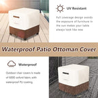 Waterproof Patio Ottoman Cover,Square Patio Small Side Table Cover,Heavy Duty Outdoor Furniture Cover Size 22L x 22W x 18H inch(Beige&Brown)