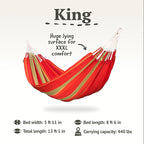 LA SIESTA Flora Classic Cotton Hammock & CasaMount - Indoor/Outdoor Extra Large 2 Person Double Hammock - King, Chili