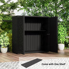 KINYING Outdoor Storage Cabinet Waterproof, Resin 60 Gallon Deck Box for Patio Furniture Cushions, Garden Tools, Pool Tools and Kids’ Toys (Black with 1 Shelving)