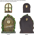 Resin Fairy Door and Window with Lantern for Trees,Glow in The Dark,Miniature Fairy Garden Accessories,Garden Outdoor Decorations for Trees,Gnomes House,Elf House
