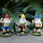 Funny Workout Garden Gnomes Statues 3pcs 6.2 Inches Outdoor Muscular, Barbell and Dumbbell Gnomes Decorations Set Gnome Gifts for Yard Lawn Patio, Indoor Gnome Figurine for Home Tabletop
