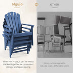 Stackable Adirondack Chairs Set of 2, Space Saving HDPE All-Weather Fire Pit Chair for Outdoor Lawn Porch Deck