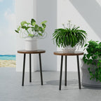 Plant Stand Indoor 2 Pack: Corner Wood 14 Inch Plant Stand Mid Century Modern Decor - Small Round Plant Table for Indoor Plants - Outdoor Plant Holder for Patio Living Room Bathroom Office (Walnut)
