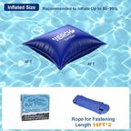 Pool Pillow for Above Ground Pool, 4 x 4 FT Pool Pillow for Winterizing Ultra Thick & Cold-Resistant 0.5mm PVC Material Pools Winterizing Kit（2x16FT Rope）