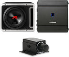 Alpine R2-SB10V-BNDL 10" Type-R Halo Loaded Enclosure with S-A60M 600 Watt Mono Amplifier and RUX-KNOB.2 Bass Knob