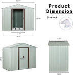 8 x 4 FT Outdoor Storage Shed, Metal Garden Shed with Floor Frame, Tool Shed Outdoor Storage with Lockable Sliding Doors & Air Vents, Storage House Waterproof for Backyard, Lawn, White
