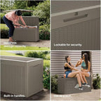100 Gallon Deck Box, Resin Outdoor Indoor Waterproof Storage Box, Lockable Storage Box With Handle for Patio Furniture - Garden Tools - Swimming Pool Tools UV-Resistant, Grey