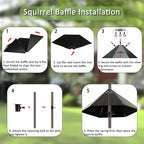 Widened 19" Metal Squirrel Baffle for Bird Feeder Poles - Outside Baffle Guard, Weatherproof Outdoor Squirrel Proof Protector with Matte Black Finish (1 Pack)