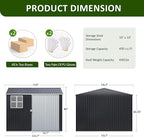 10x10 FT Outdoor Storage Shed, Metal Garden Tool Shed with Updated Frame Structure, Lockable Doors and Windows, Ideal for Backyard Garden Patio Lawn, Grey