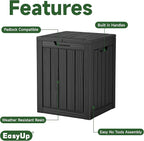 EasyUp 28 Gallon Outdoor Storage Box, Resin Waterproof UV-Resistant Deck Box, Reinforced Stability for Patio, Garden, and Poolside, Striped Black