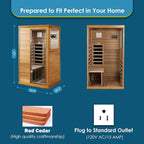 Saunas 909Mini Far Infrared Sauna, Indoor Dry Sauna (Red Cedar, 1 Person Mini Size Right Door)