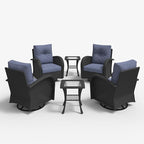 LayinSun 6 Pieces Outdoor Patio Furniture Set, Rattan Wicker Sectional Swivel Rocker Chairs Sets