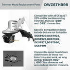 DWO1DT995 Weed Trimmer Head Replacement Part for Dewalt Cordless String Trimmers DCST920, DCST922, DCST925, DCST970, DCST972, DCST990, DCST991, Pre-Wound with 0.080" Trimmer Line (236" Total Length)