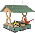 JCS Wildlife Medium Poly Fly-Thru Bird Feeder w/Removable Seed Tray - Holds 4 Cups of Bird Seed to Attract Cardinals, Chickadees, and More Backyard Birds (Green)